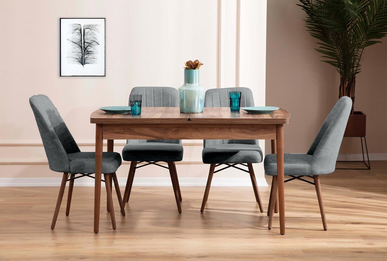 Lidyana Grey Kitchen Table With 4 Chairs