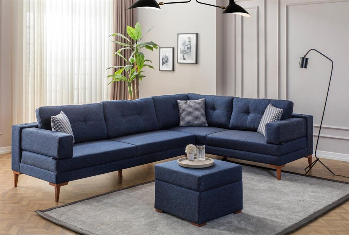 Puzzle Corner Sofa Set Blue eymense.eu