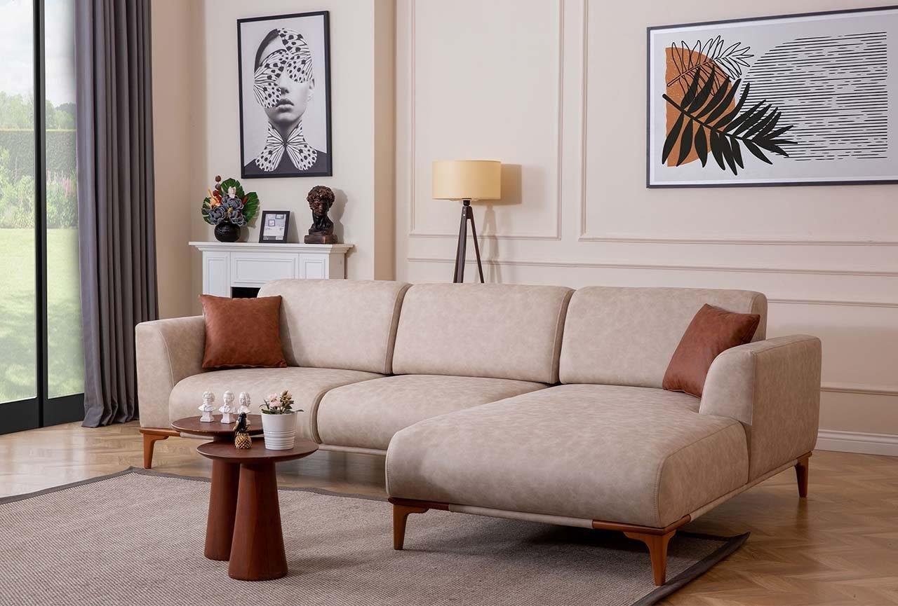 Storm Corner Sofa Set With Mechanised Back Nubuck Cream