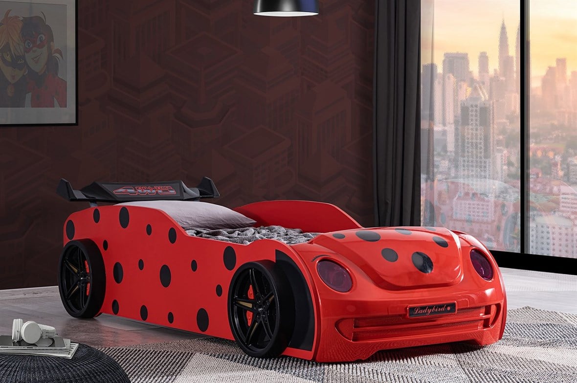 Lit Voiture Avec Motif De Coccinelle Et Becquet