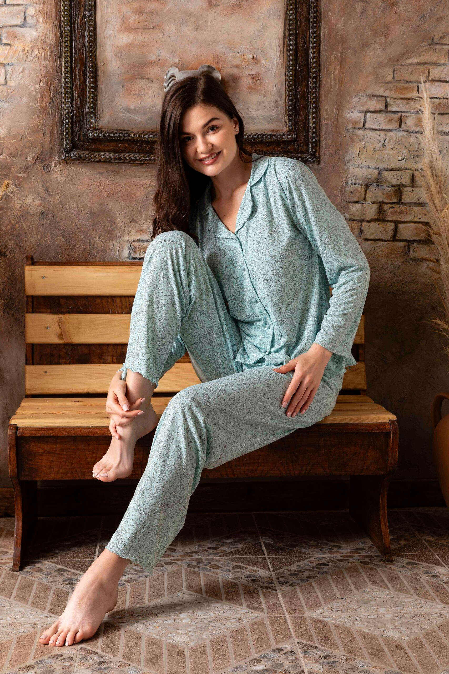 Kadın Bamboo Gömlek Pijama Takımı