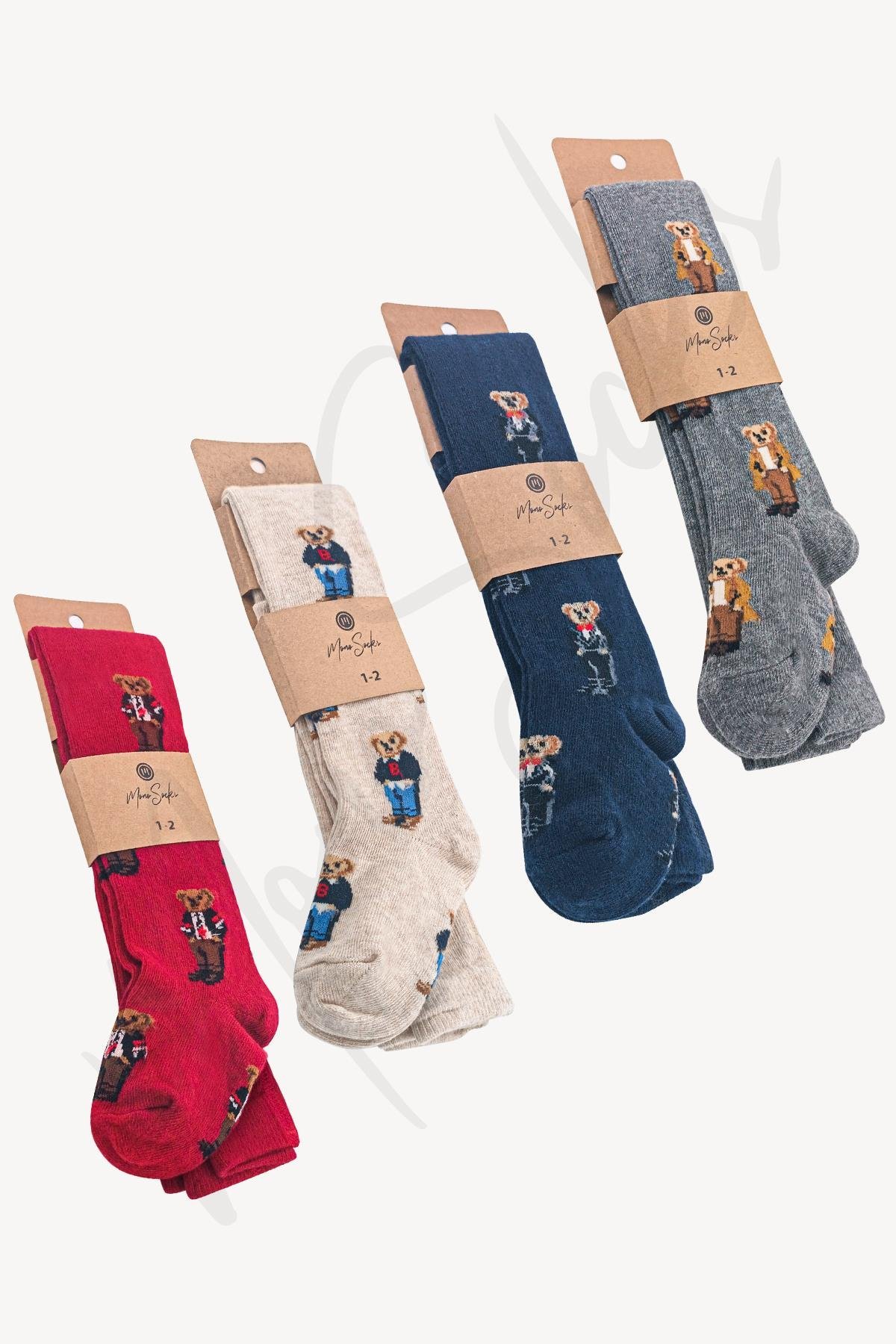 Mono Socks 4'lü Teddy Bear Ayıcıklı Çocuk Külotlu Çorap