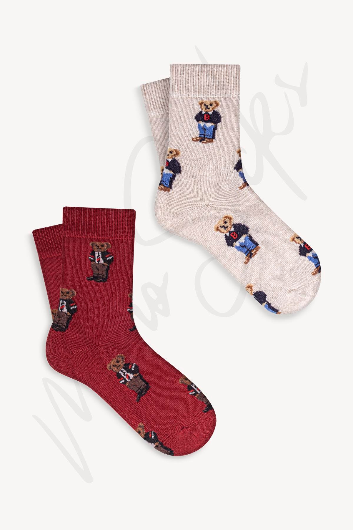 Mono Socks - Çocuk 4'lü Teddy Bear Collection Pamuklu Çorap