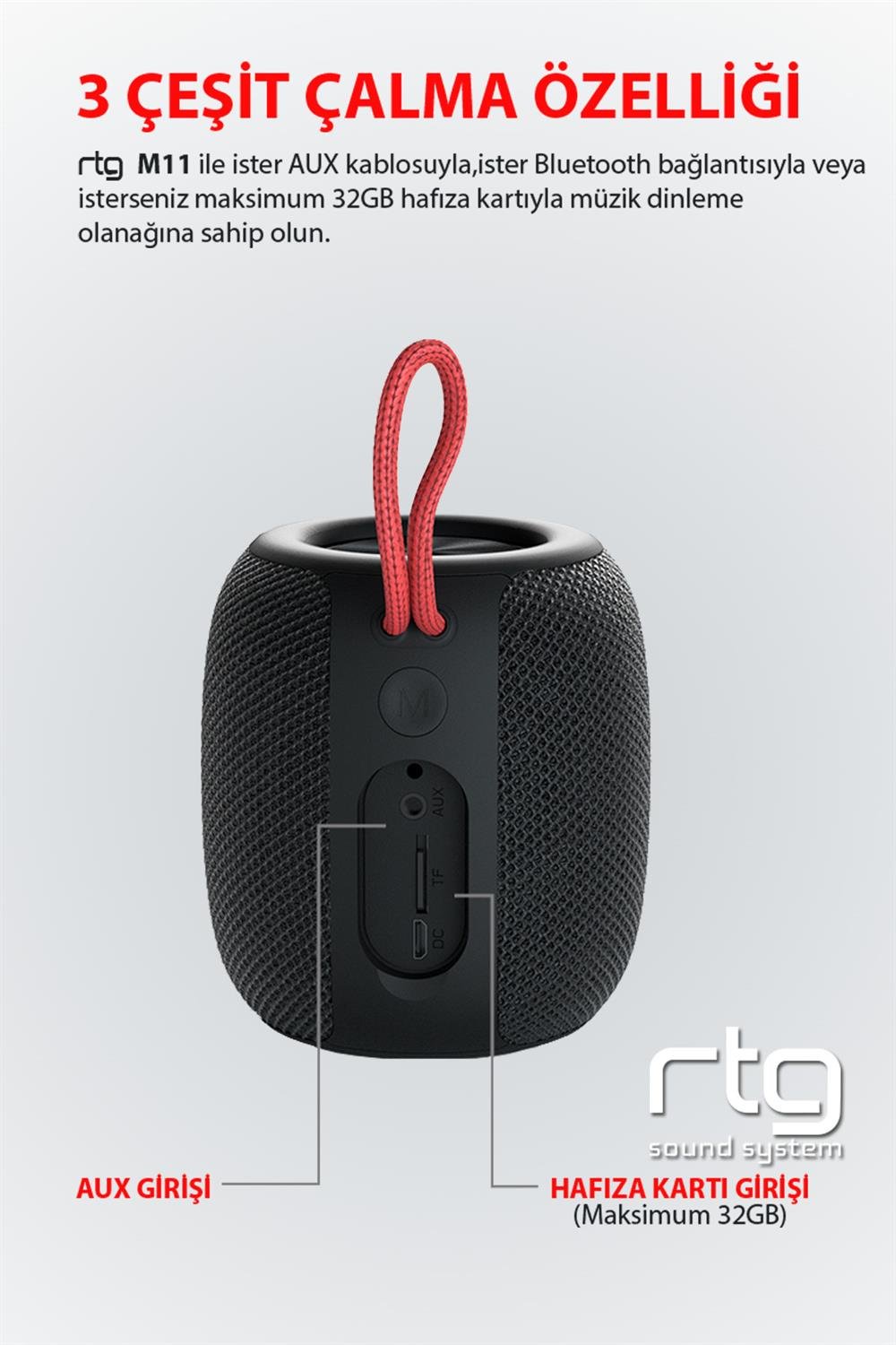 RTG M11 Bluetooth Hoparlör Aux Sd Kart USB Taşınabilir Ses Bombası Mavi -  RTG Store