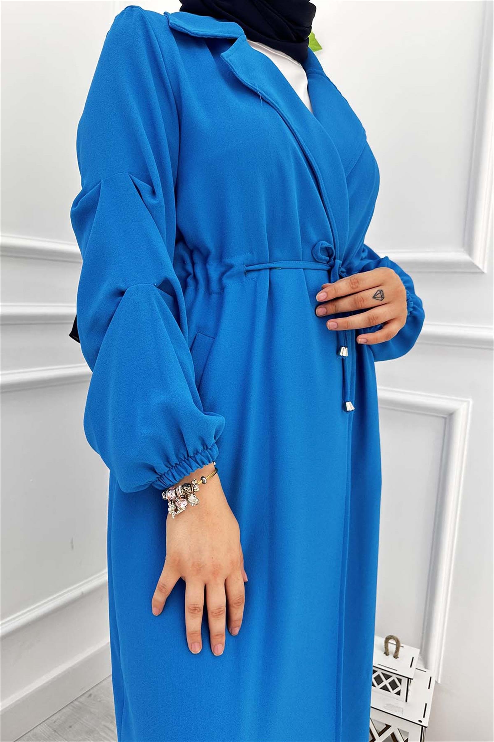 Beli Lastikli Krep Kumaş Kap 8463 İndigo