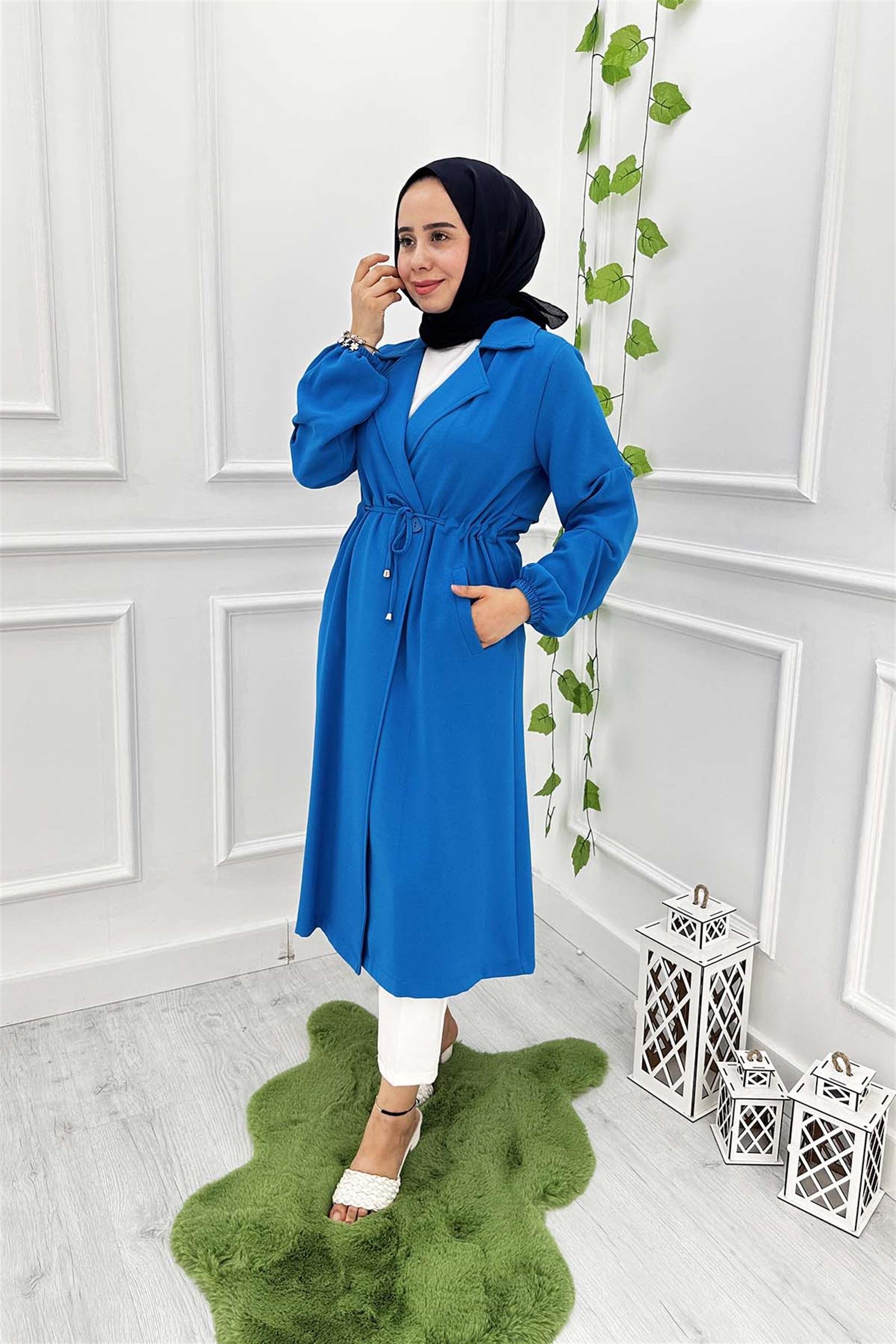 Beli Lastikli Krep Kumaş Kap 8463 İndigo