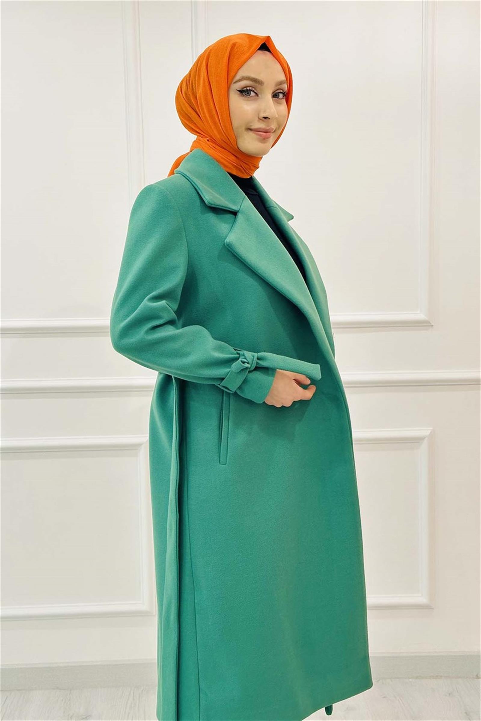 Stilife Kol Dty Kaşe Kaban 5426 Yeşil