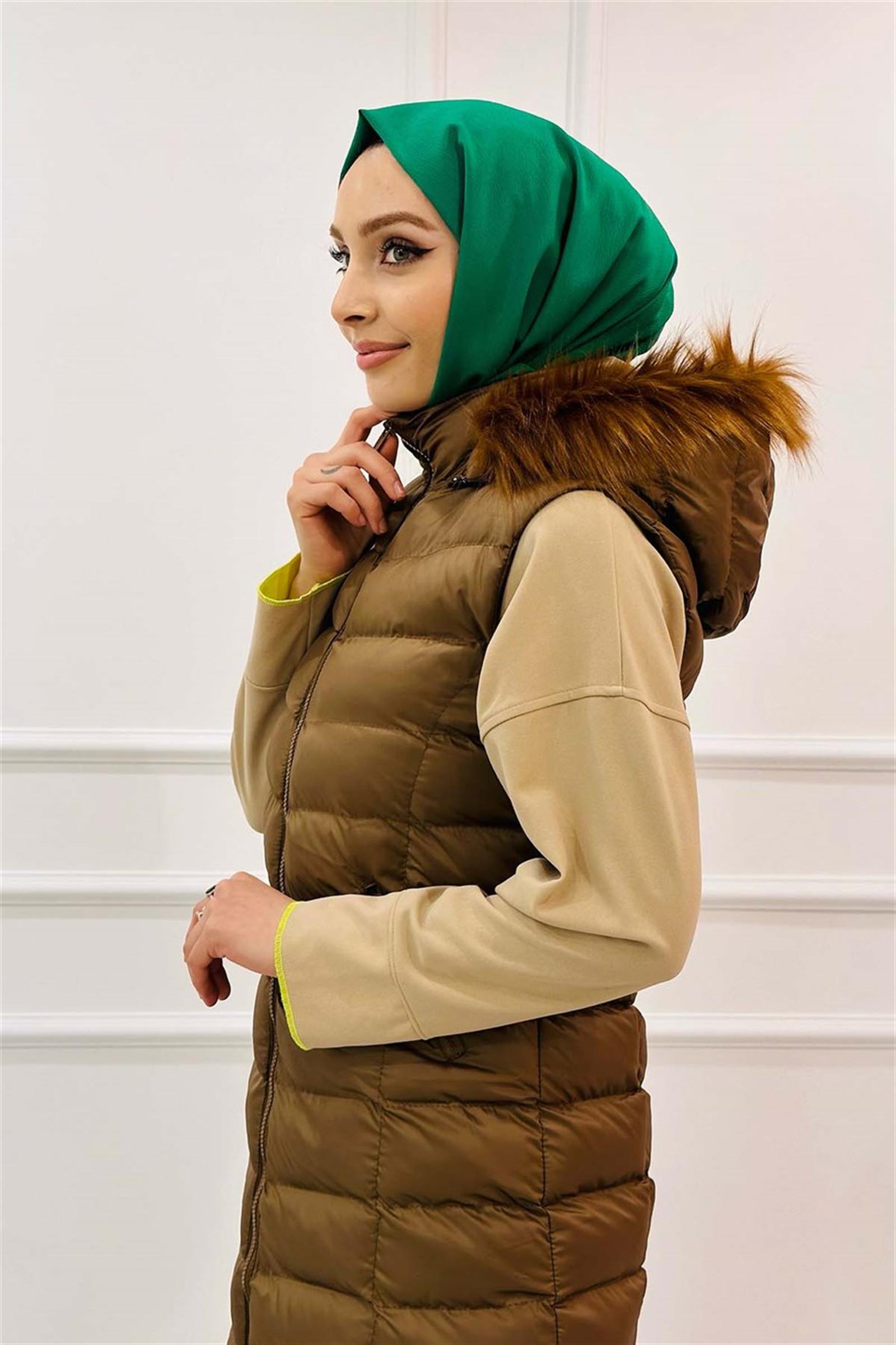 Uzun Şişme Yelek 1025 Vizon