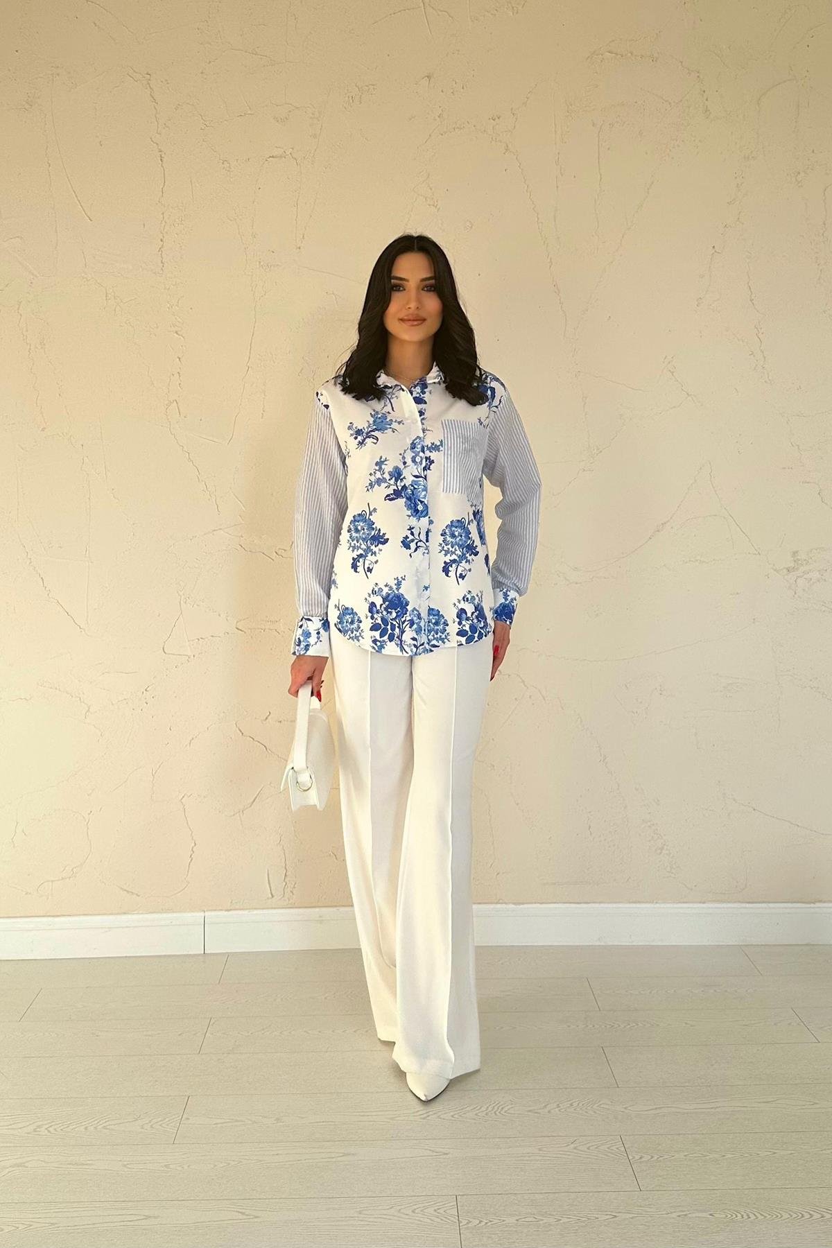 Wholesale Blue Garnish Shirt