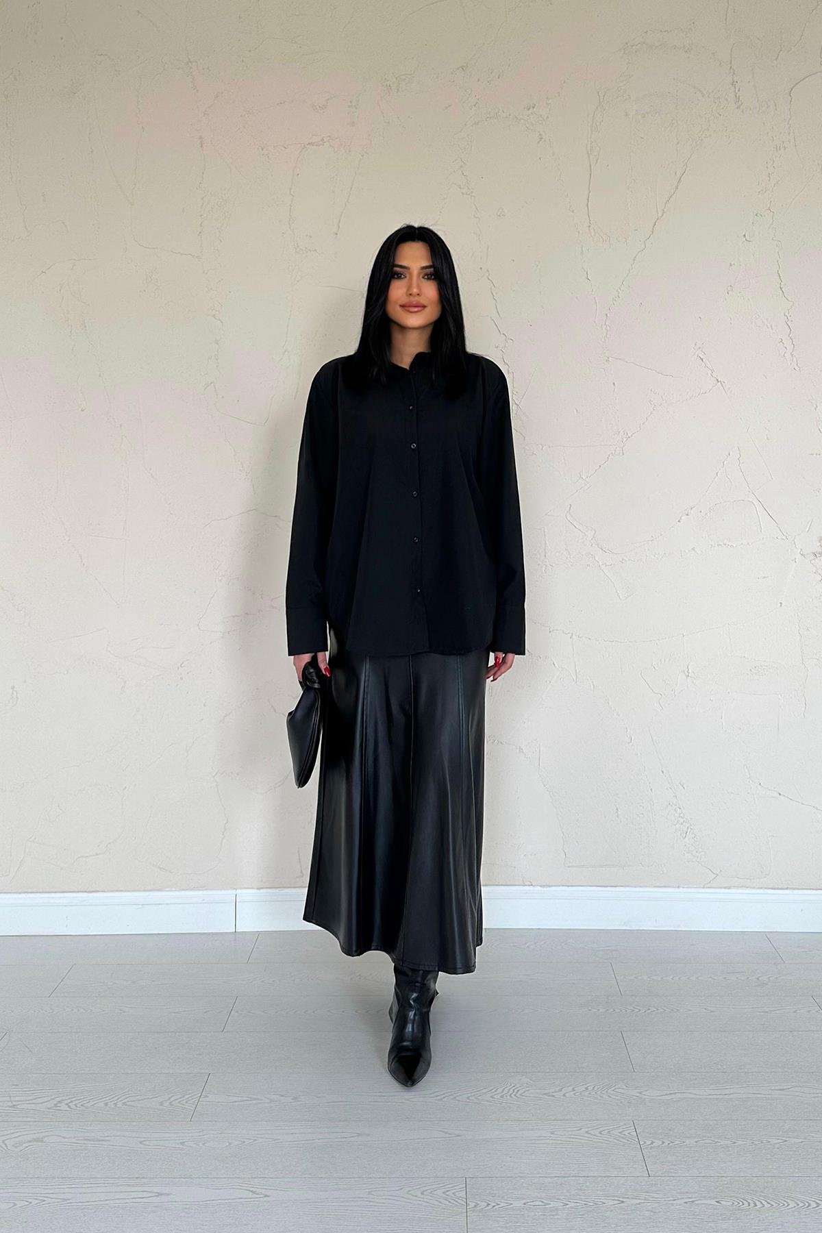 Wholesale Black Poplin Shirt