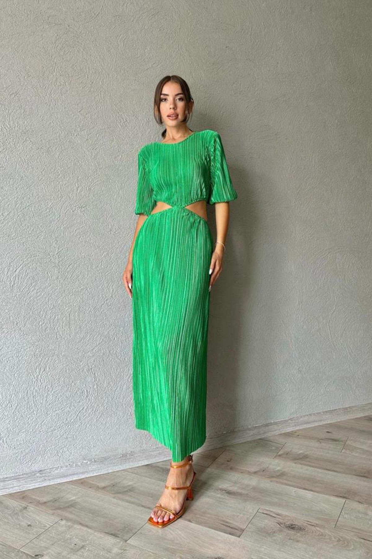 Wholesale Green Pleated Dress
