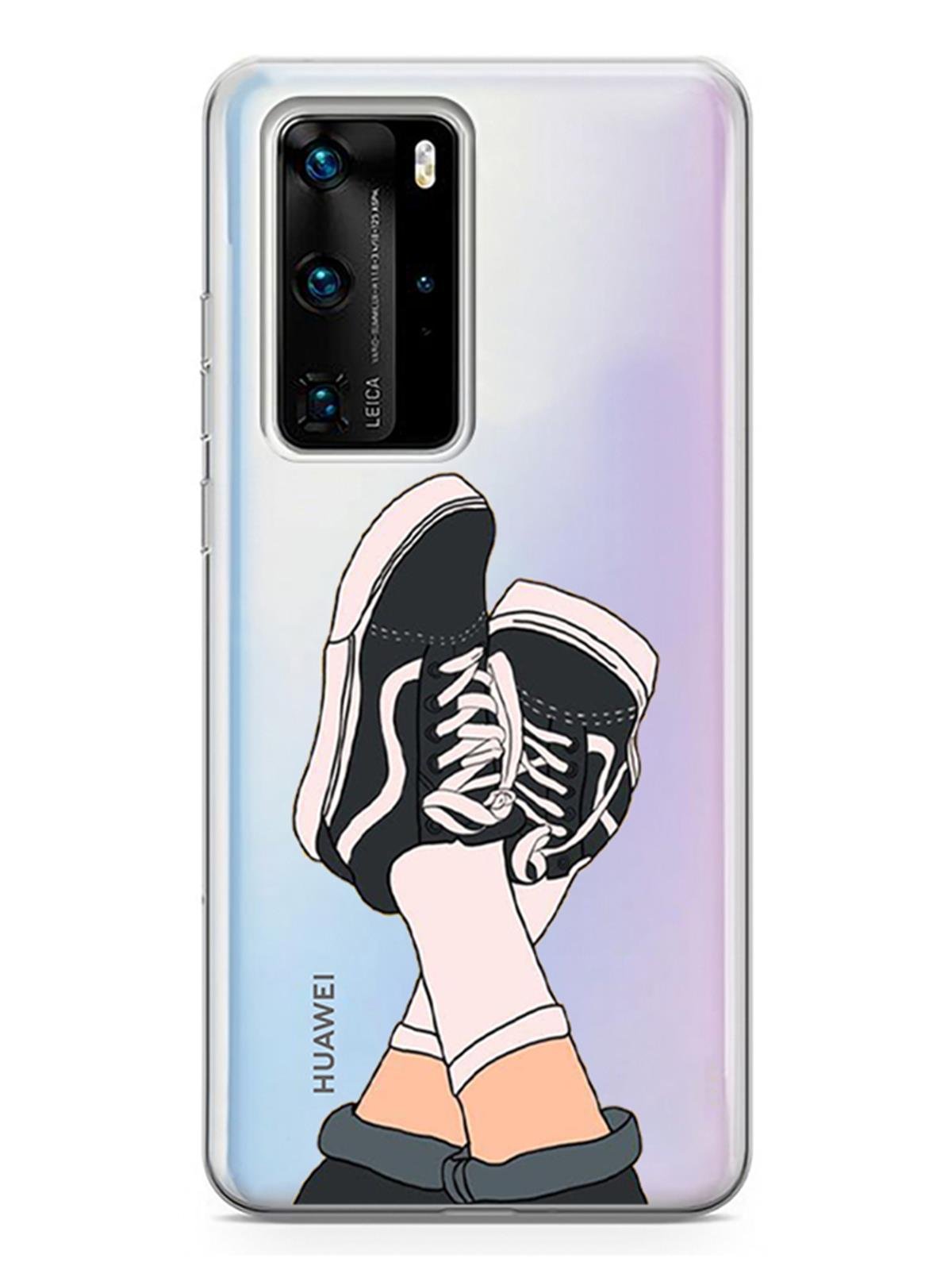 Duz Ayakkabi_ Tasarımlı Huawei Uyumlu Şeffaf Telefon Kılıfı