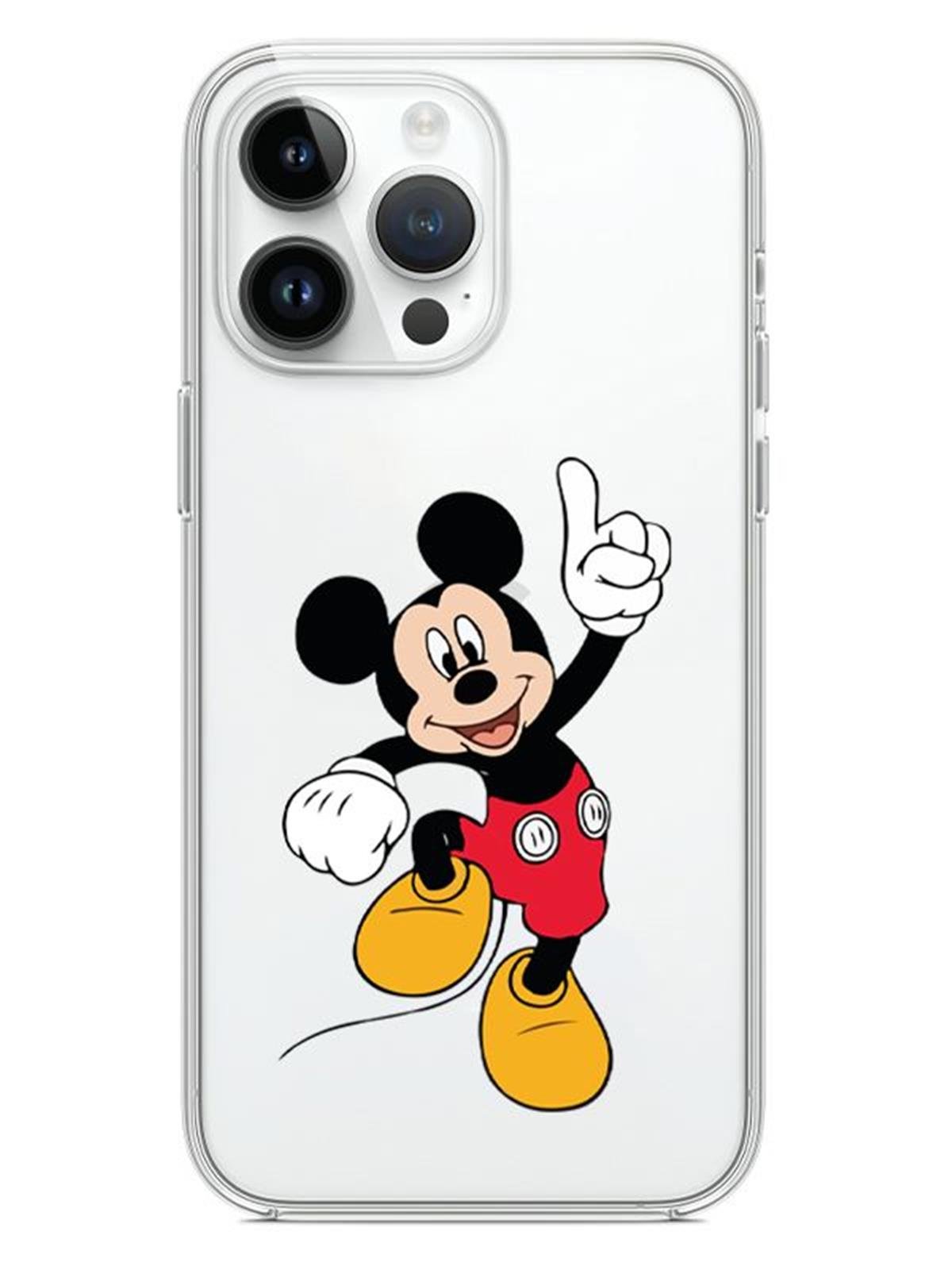 Eglenceli Mickey Tasarımlı İphone Uyumlu Şeffaf Telefon Kılıfı