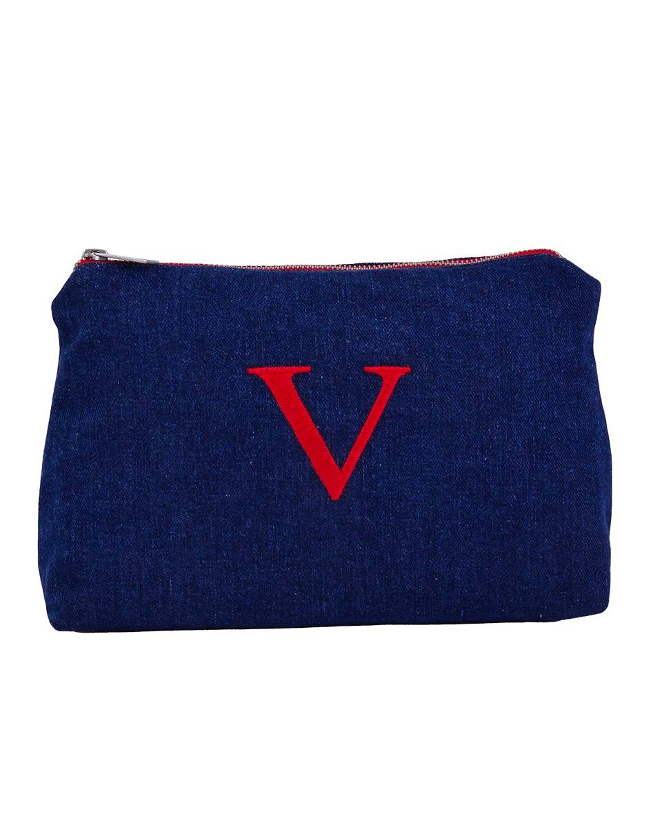 KIRMIZI HARF NAKIŞLI DENİM CLUTCH