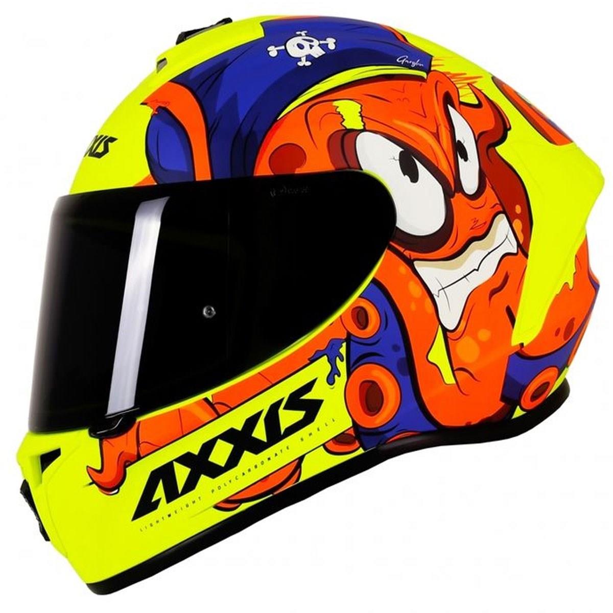 Axxis Draken Garglen Matt Fluor Orange Full Face Motosiklet Kaskı0