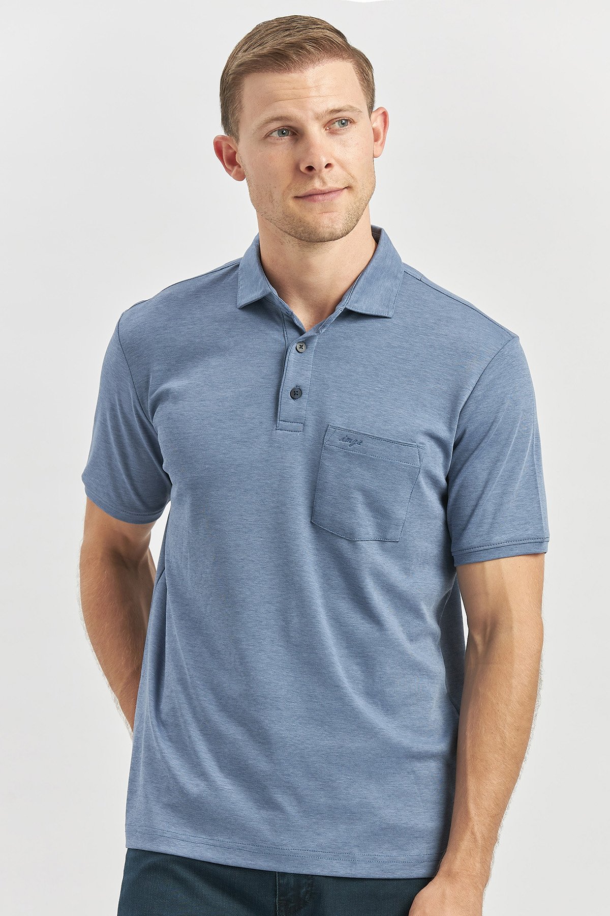 ndigo Mavi K sa Kol Duz Suprem Polo Yaka Classic Comfort Fit Ti ort 1011240192