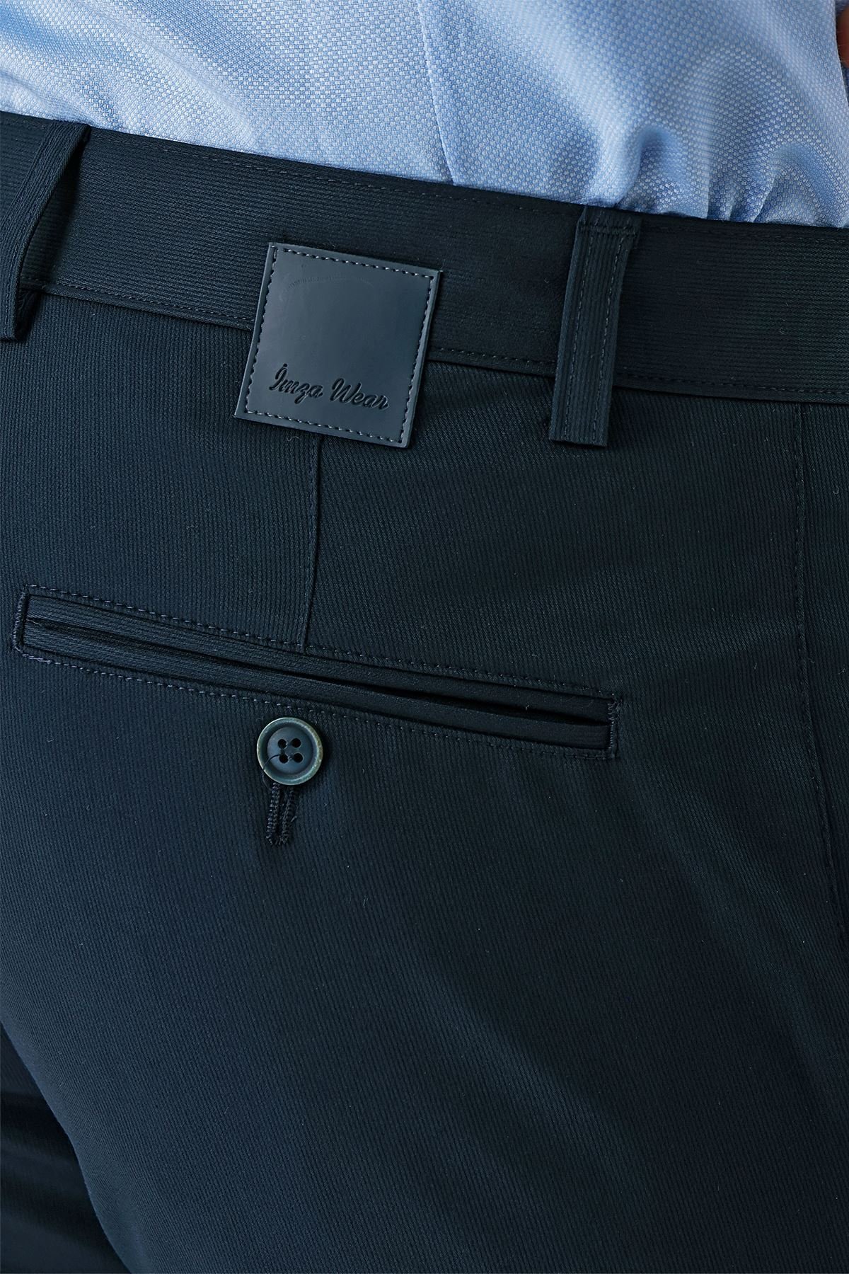 Koyu Lacivert Esnek Yandan Cepli Casual Slim Fit Chino