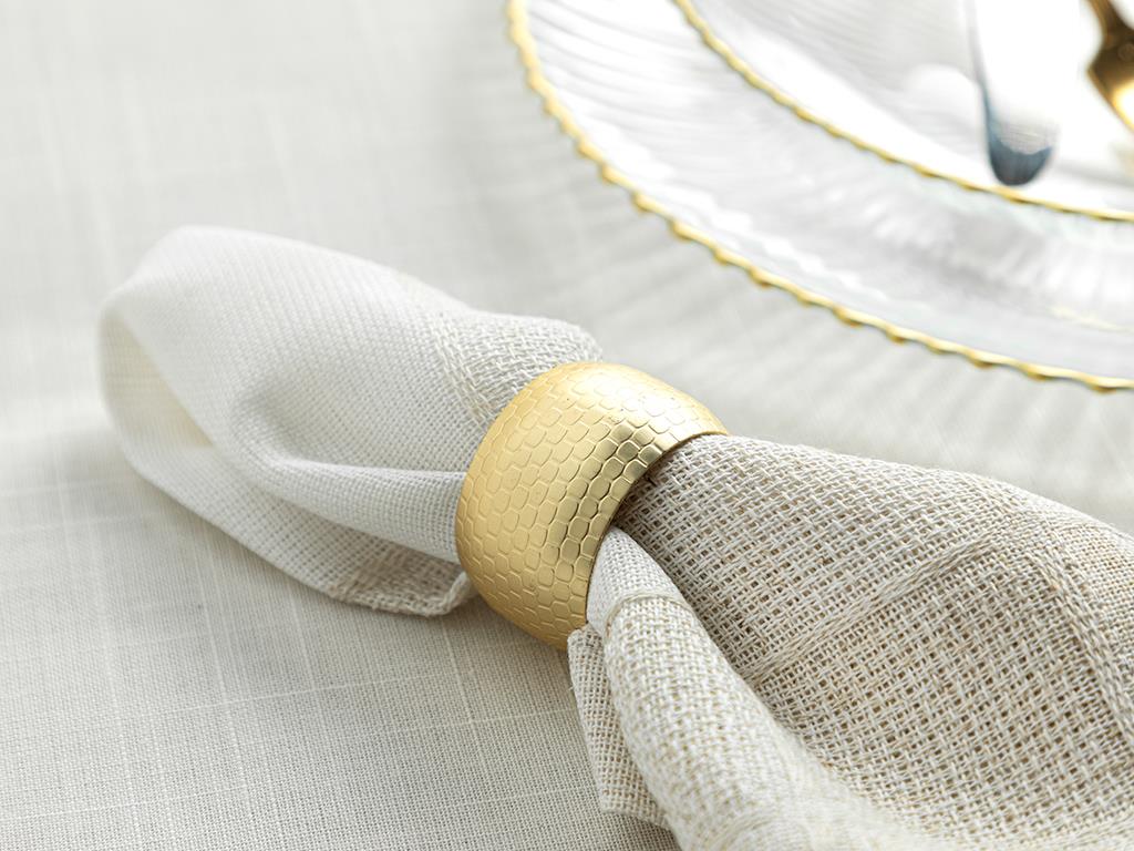 Gold Round Metal 4 Set Napkin Ring 4 cm Gold - English Home Ro
