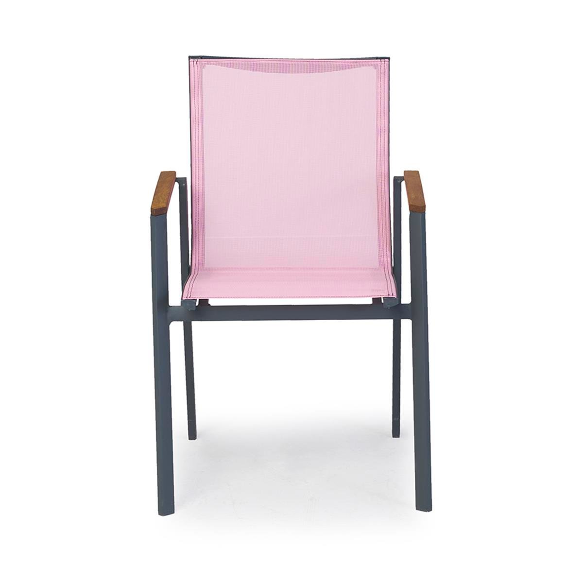 Kollu Aluminyum Sandalye - İskelet Antrasit-Fileli - Pembe