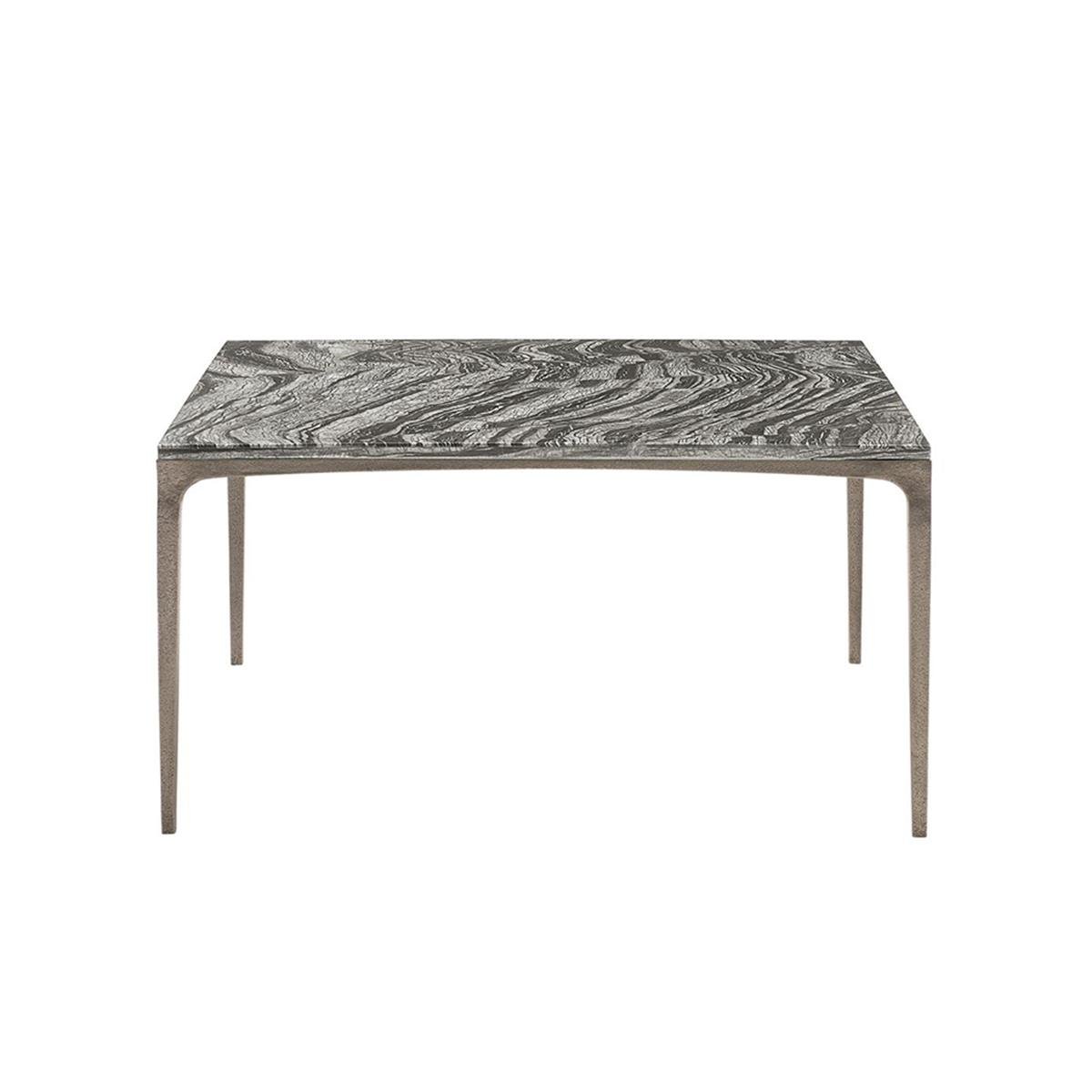 Strata Coffee Table-Top Black Forest Marble-Base Solid Alu Graphite
