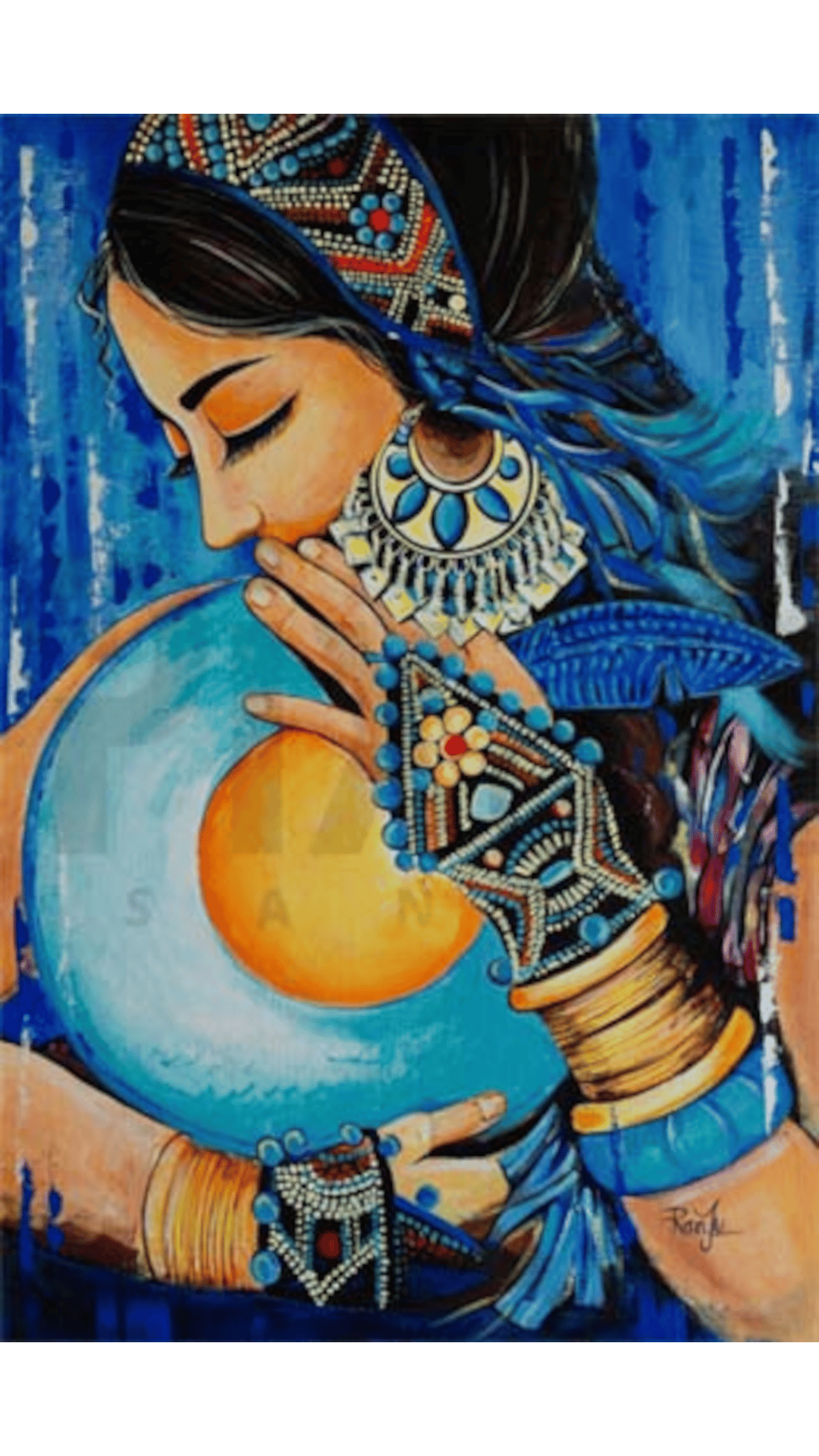 Etnik-Kadin PixArt Sanat 40*60 /PixArt Sanat/ Elmas Mozaik Tablo