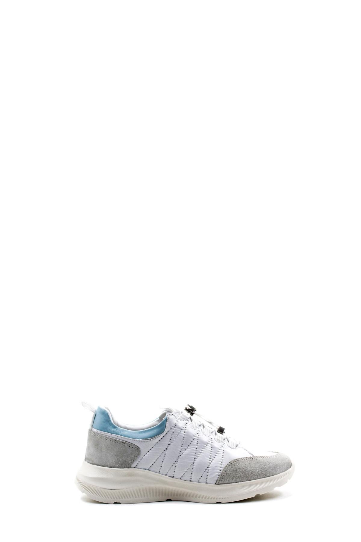 حذاء رياضي نسائي جلد طبيعي أبيض أزرق 846ZA06