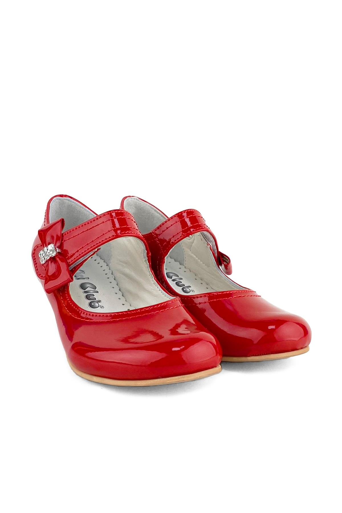 Bayrak Kırmızı Rugan Kız Çocuk Topuklu Abiye Ayakkabı