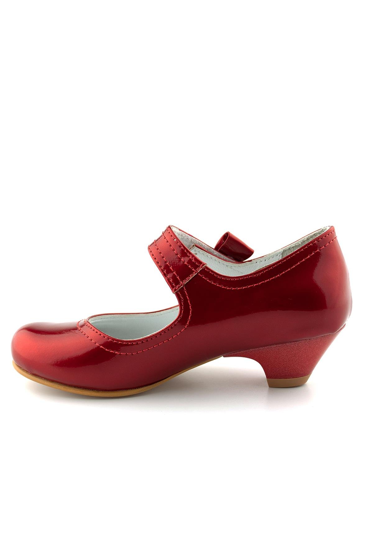 Kırmızı Rugan Kız Çocuk Topuklu Abiye Ayakkabı