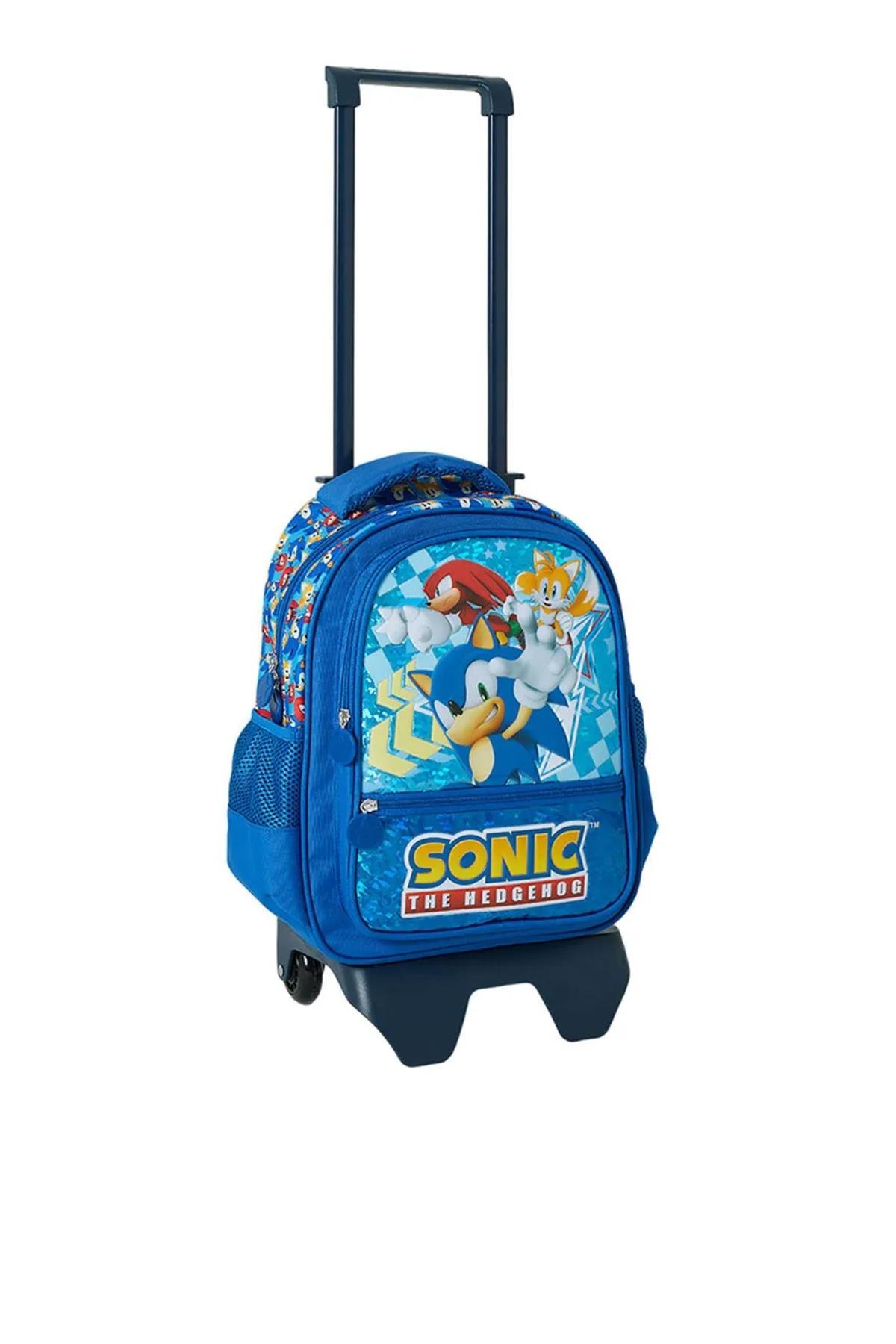 Sonic Mavi Erkek Çocuk Çekçekli Çanta
