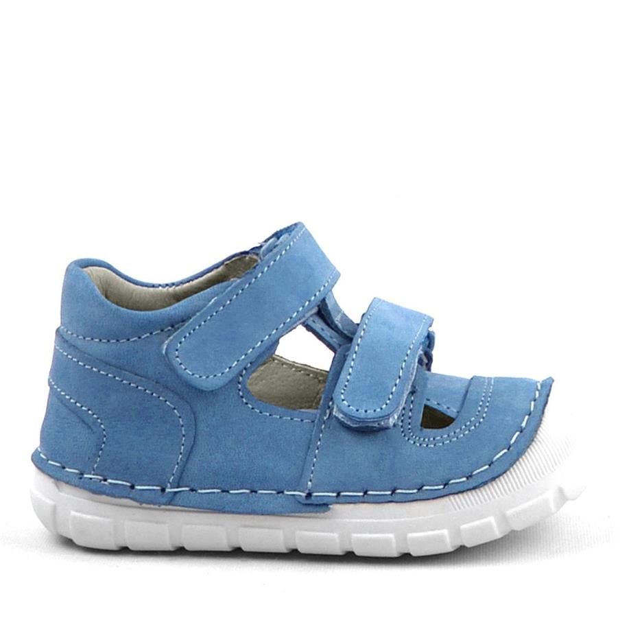 Ruby Hakiki Deri Mavi Yazlık Erkek Bebek İlk Adım Ayakkabısı