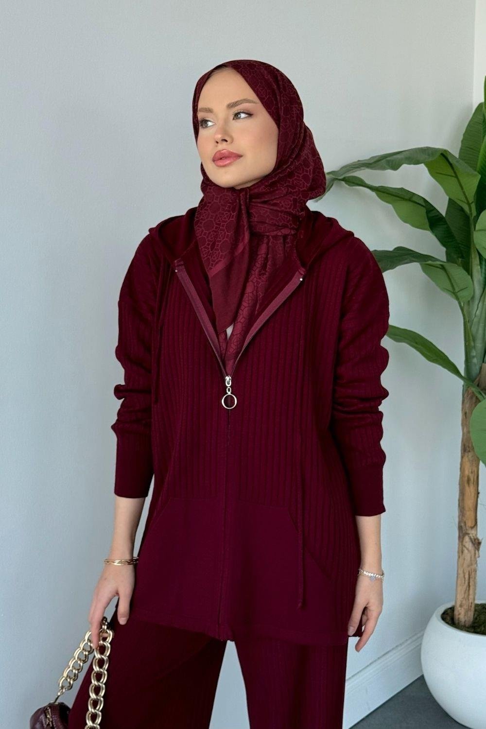 Enji Kapşonlu Takım Bordo