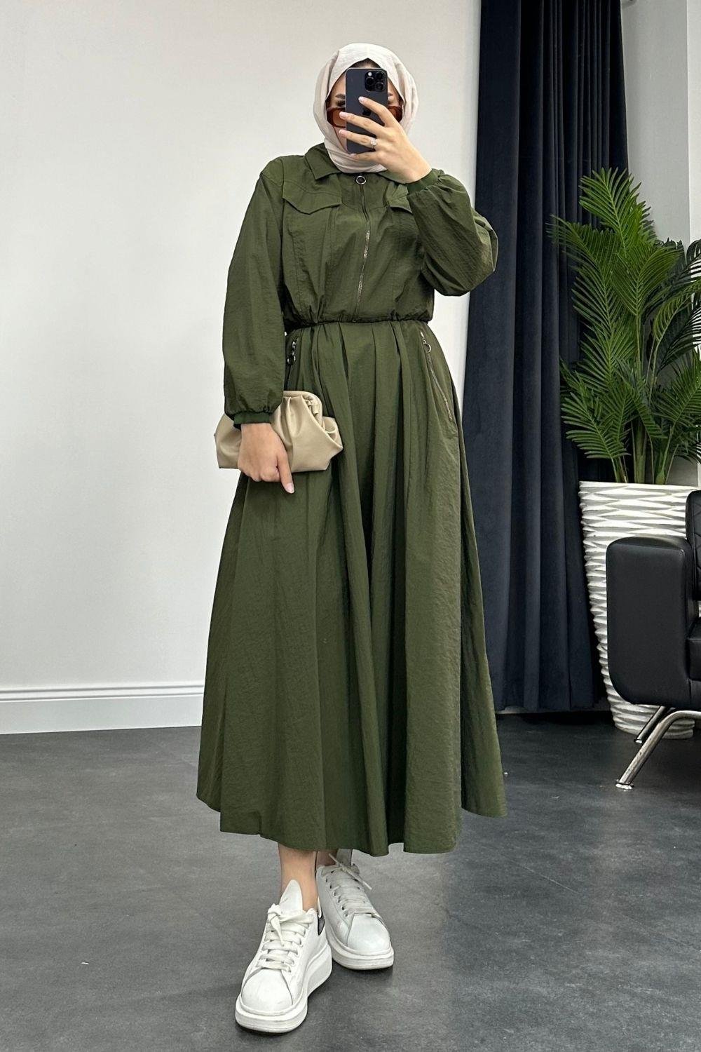 Ozgu Skirt Suit Khaki