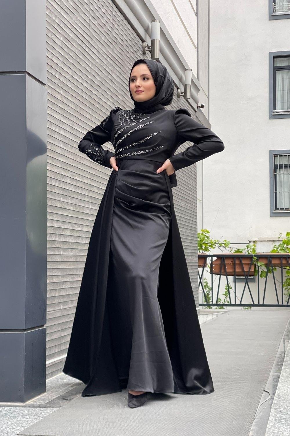 Esila Abiye Siyah – Şule Giyim | Tesettür Giyim