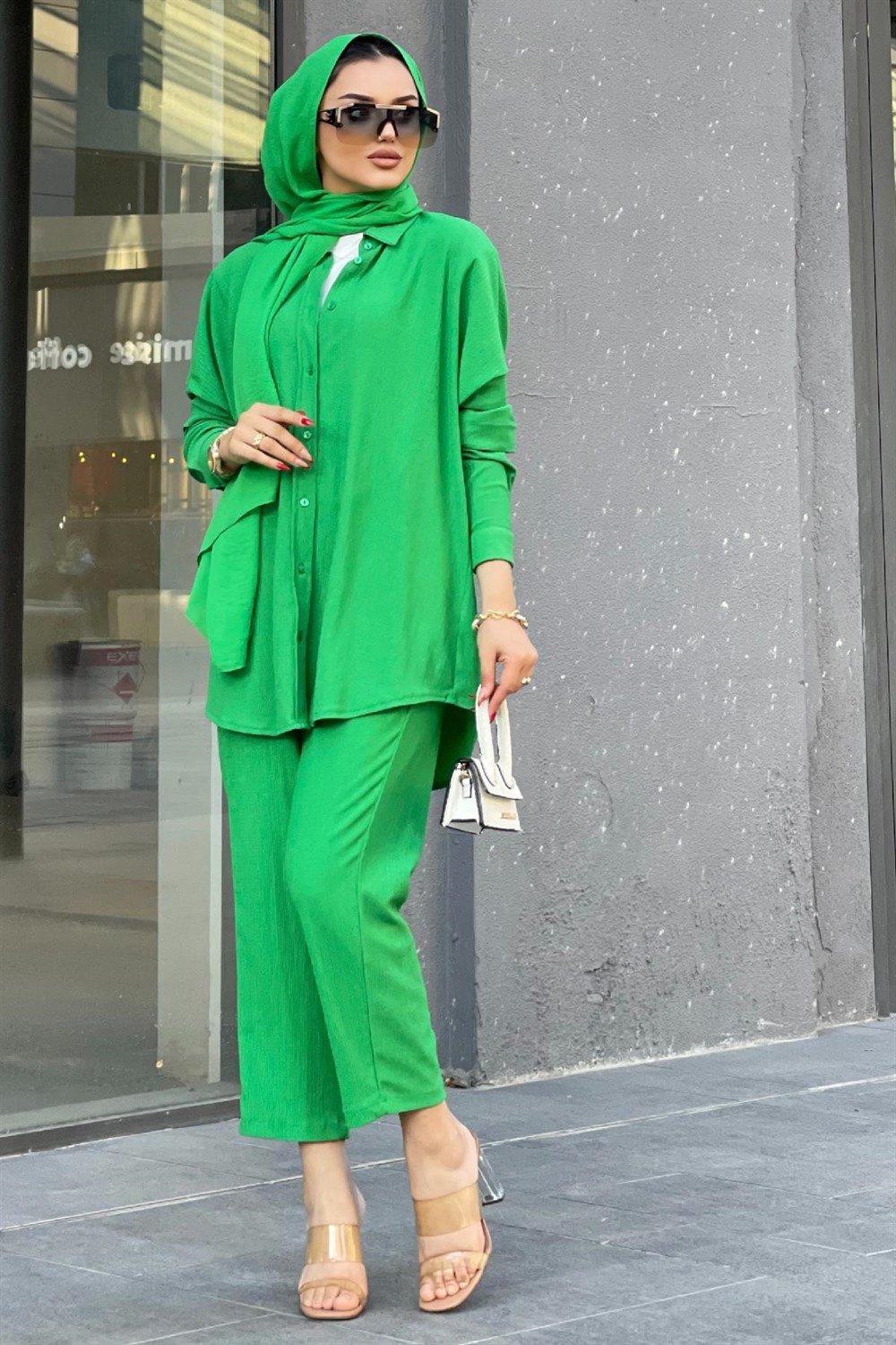 Bürümcük İkili Takım Yeşil – Şule Giyim | Tesettür Giyim