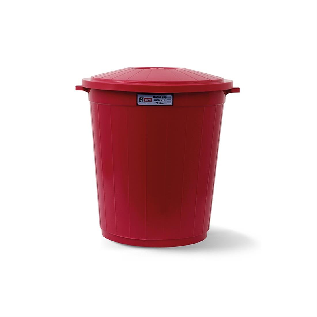 A Form 70 Litre Kapaklı Çöp Kovası Kırmızı