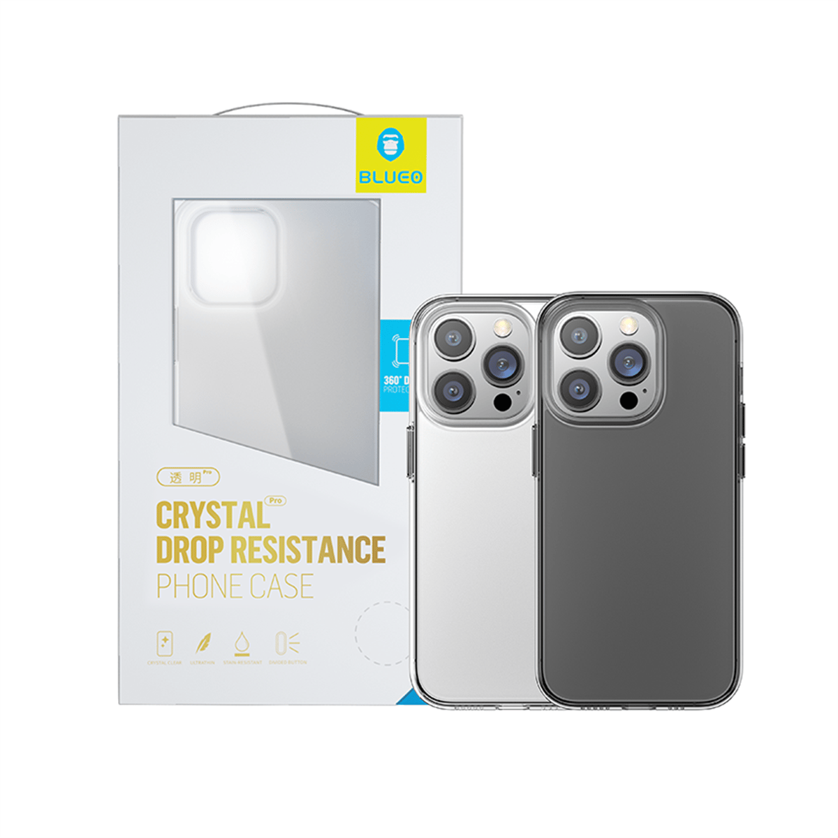 Blueo Crystal Pro Drop Resistance Kılıf iP 13 Pro Max - Blueo