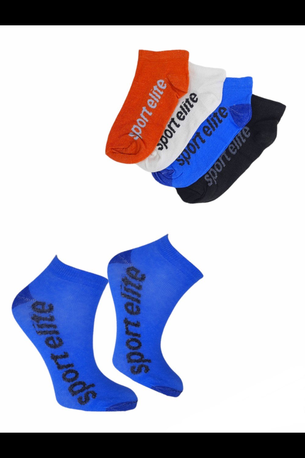Black Arden Socks - Erkek Çocuk Sport Elite Yazılı Kısa Yazlık Patik Çorap  7-8 Yaş Bt-0538 4 Çift