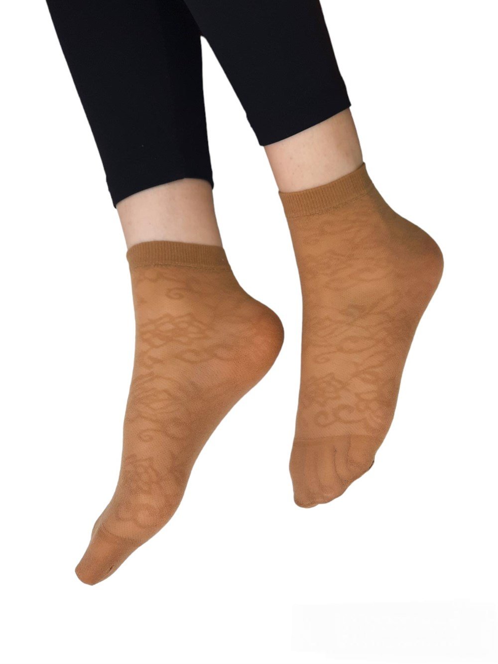 Black Arden Socks - Kadın Fantazy Tek Çift Tenrengi Desenli 36-41 Numara  İnce Kısa Çorap Bt-0690
