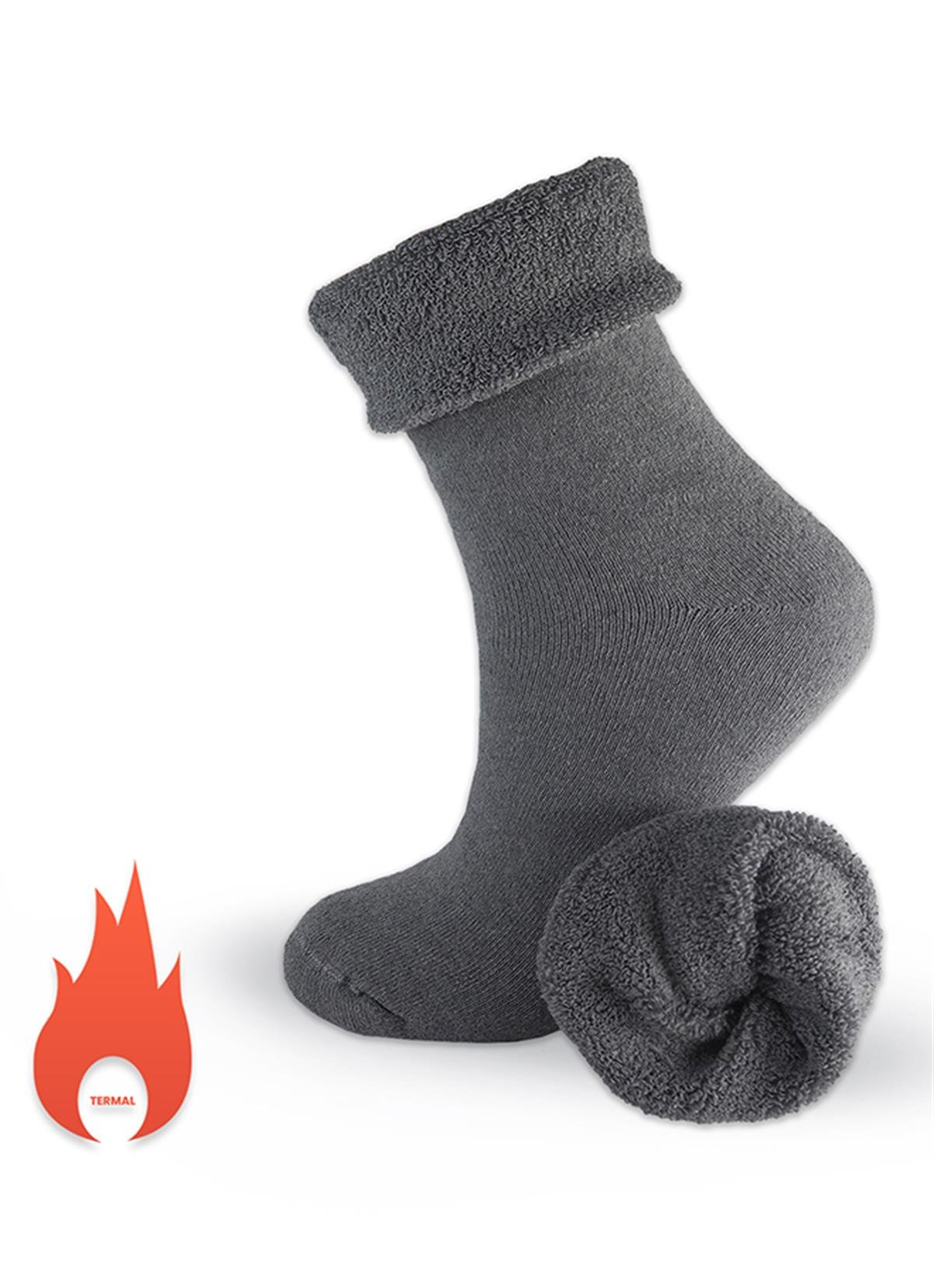 Black Arden Socks - Koyu Gri Erkek Termal Havlu Soket Çorap Tek Çift