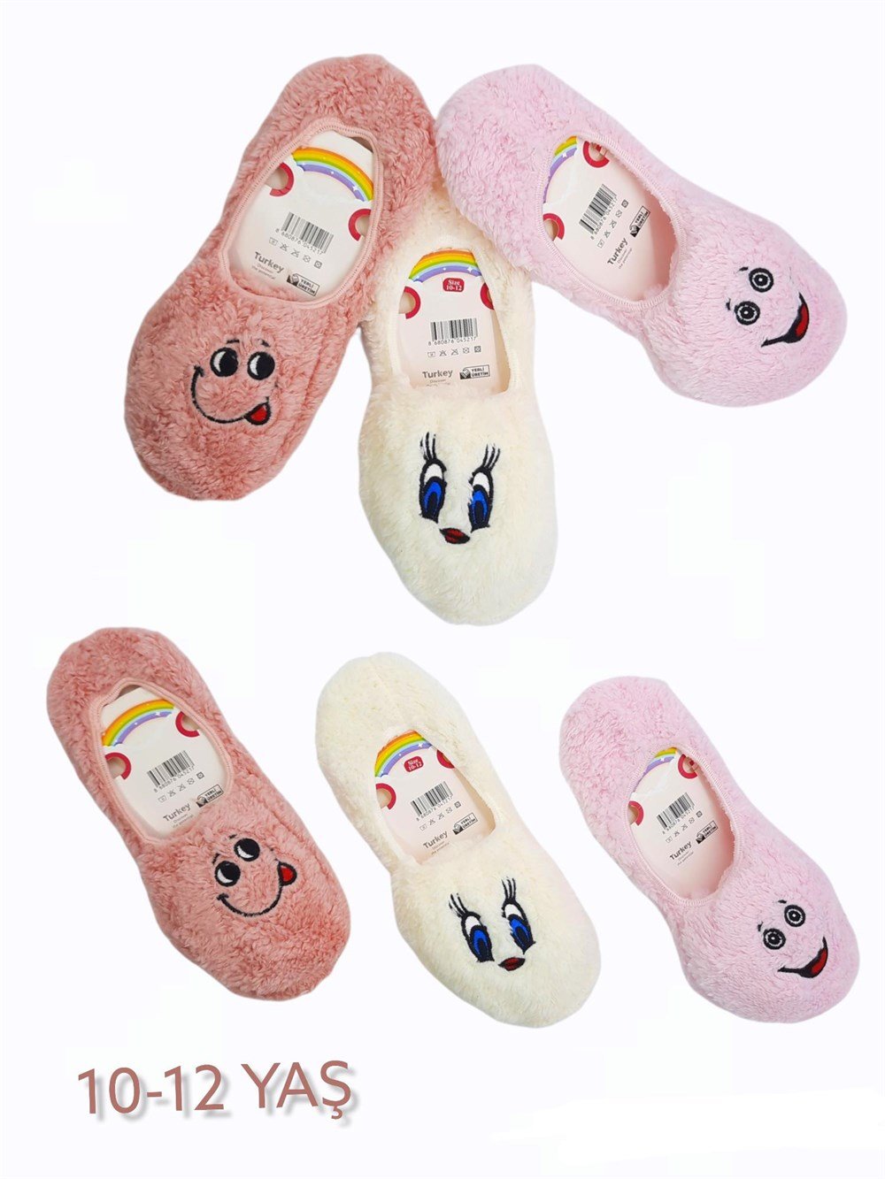 Black Arden Socks - Ultra Kalın Peluş Kışlık Kız Çocuk Babet Patik Çorap 3  Çift