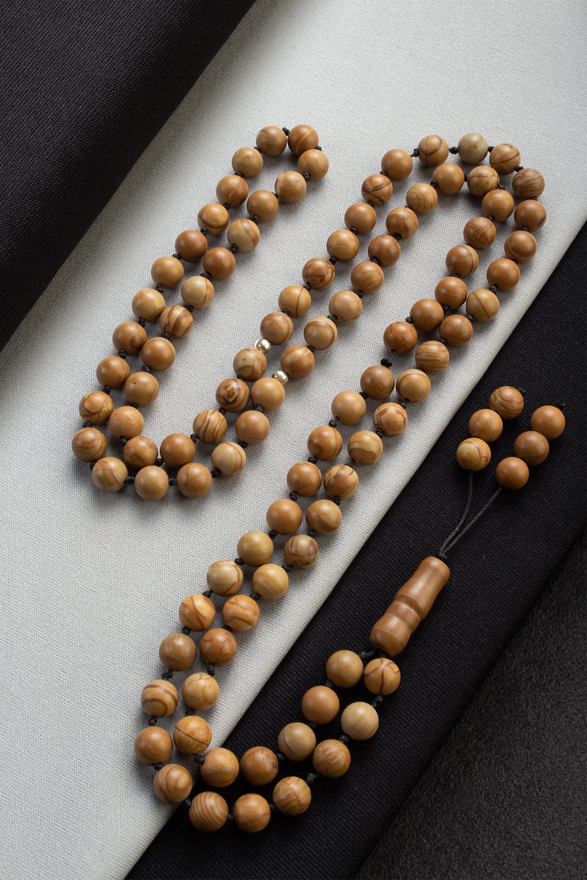 アクセサリー LI'S CRAFT999 Ağaç Jasper Doğal Taş Kızıl Küre Kesim 99 lu 8mm Tesbih