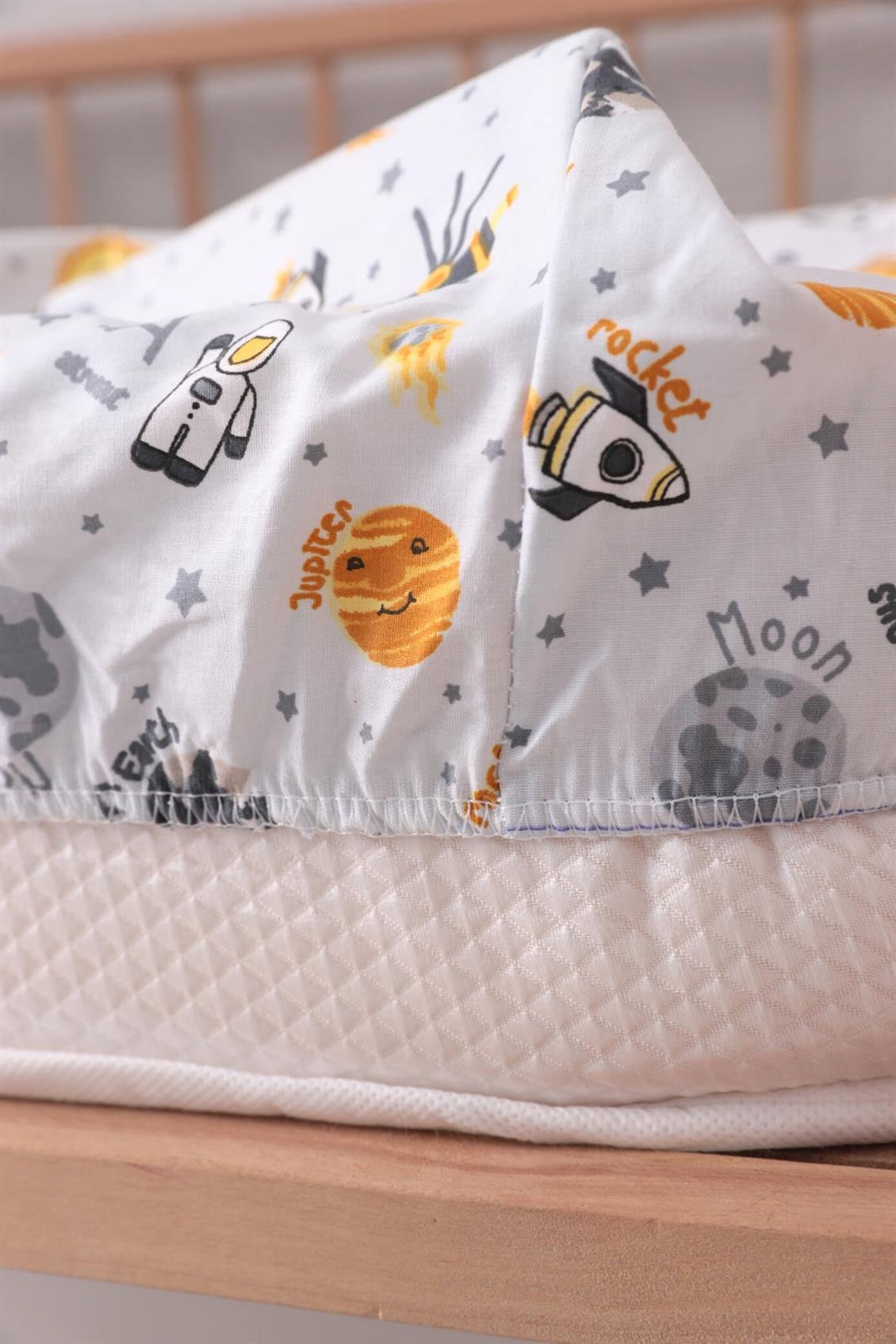 Baby %100 Pamuk Astronot Bebek Nevresim Takımı - Gri | Favora Home