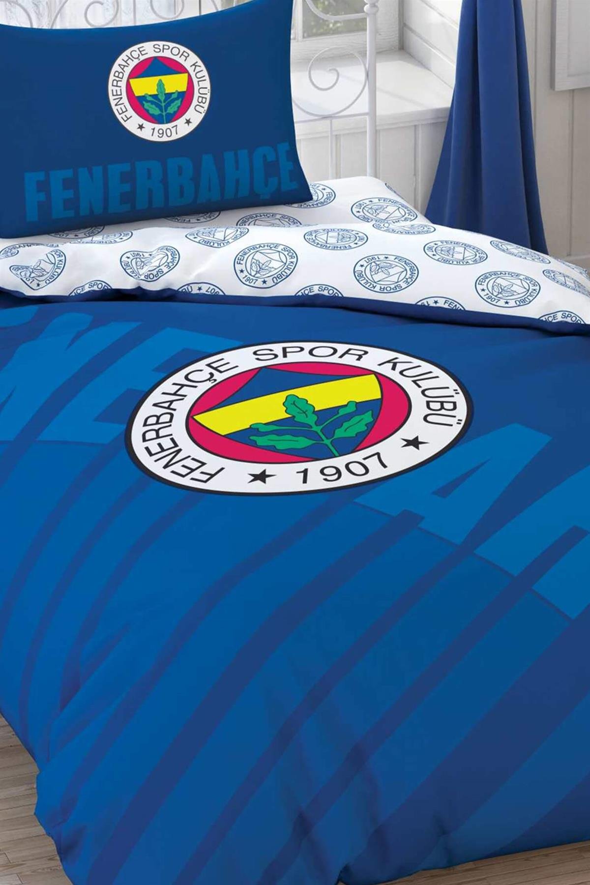 Taç Lisanslı Fenerbahçe Lacivert Logo Tek Kişilik Nevresim Takımı