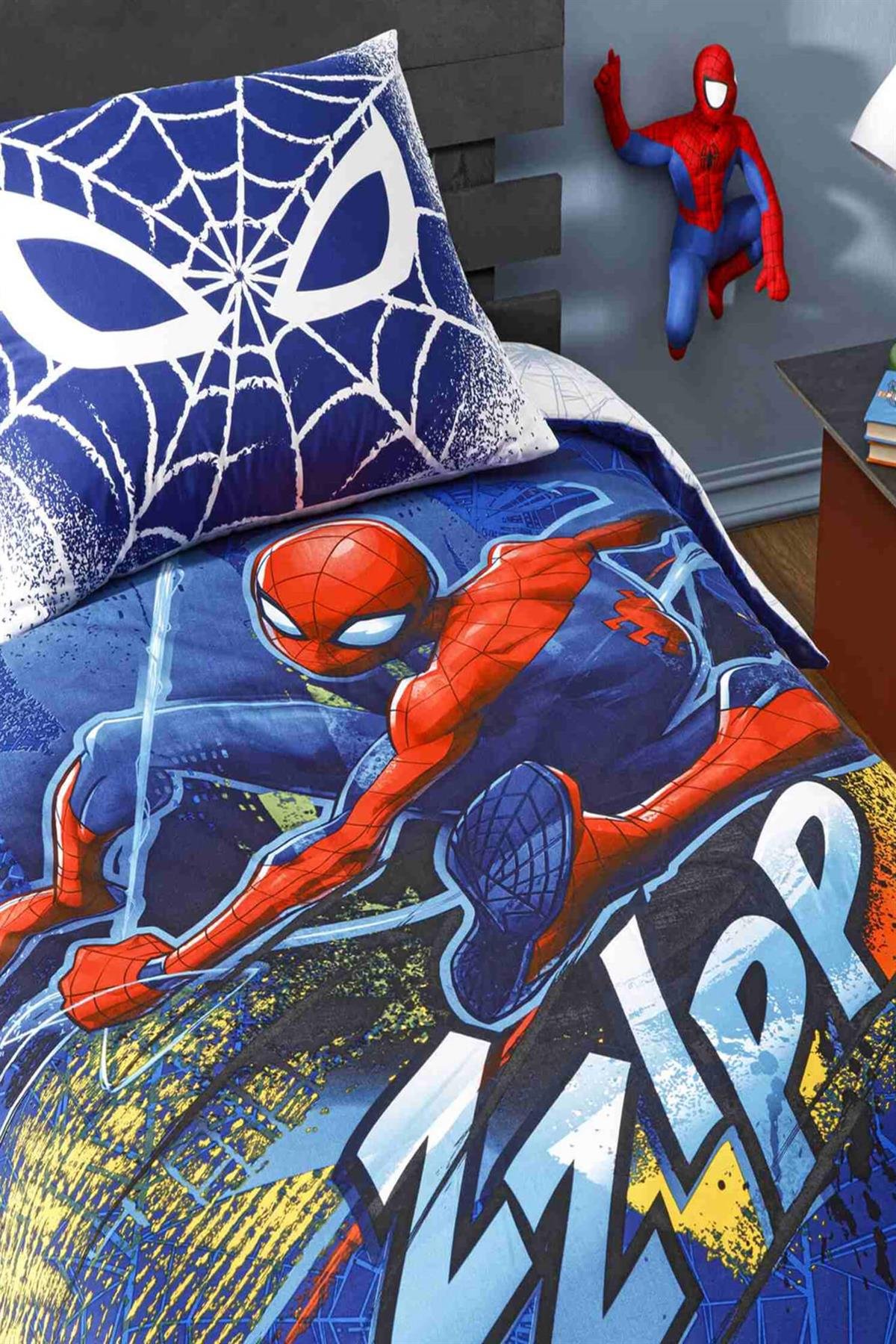 Taç Lisanslı Spiderman Blue City Tek Kişilik Nevresim Takımı | Favora Home