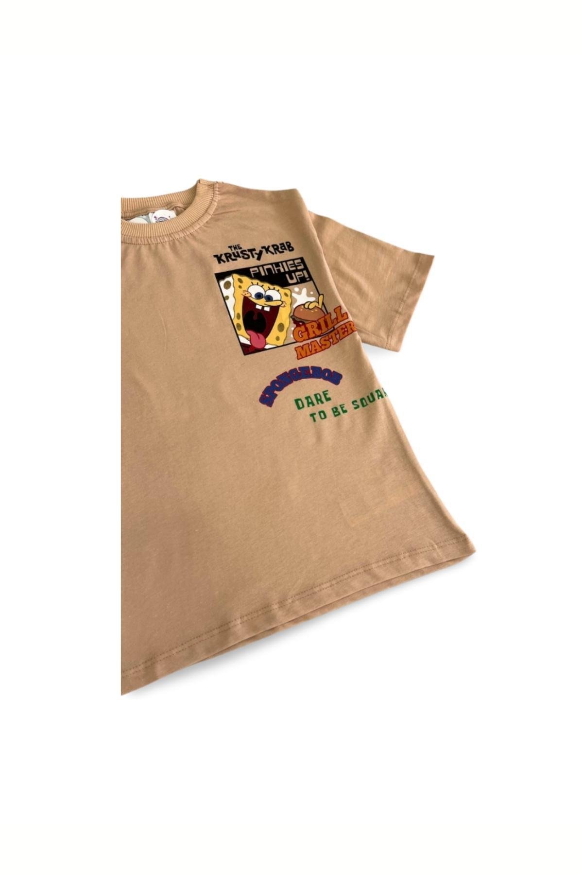 5 - 14 Yaş Sünger Bob Desenli Erkek Çocuk T-Shirt