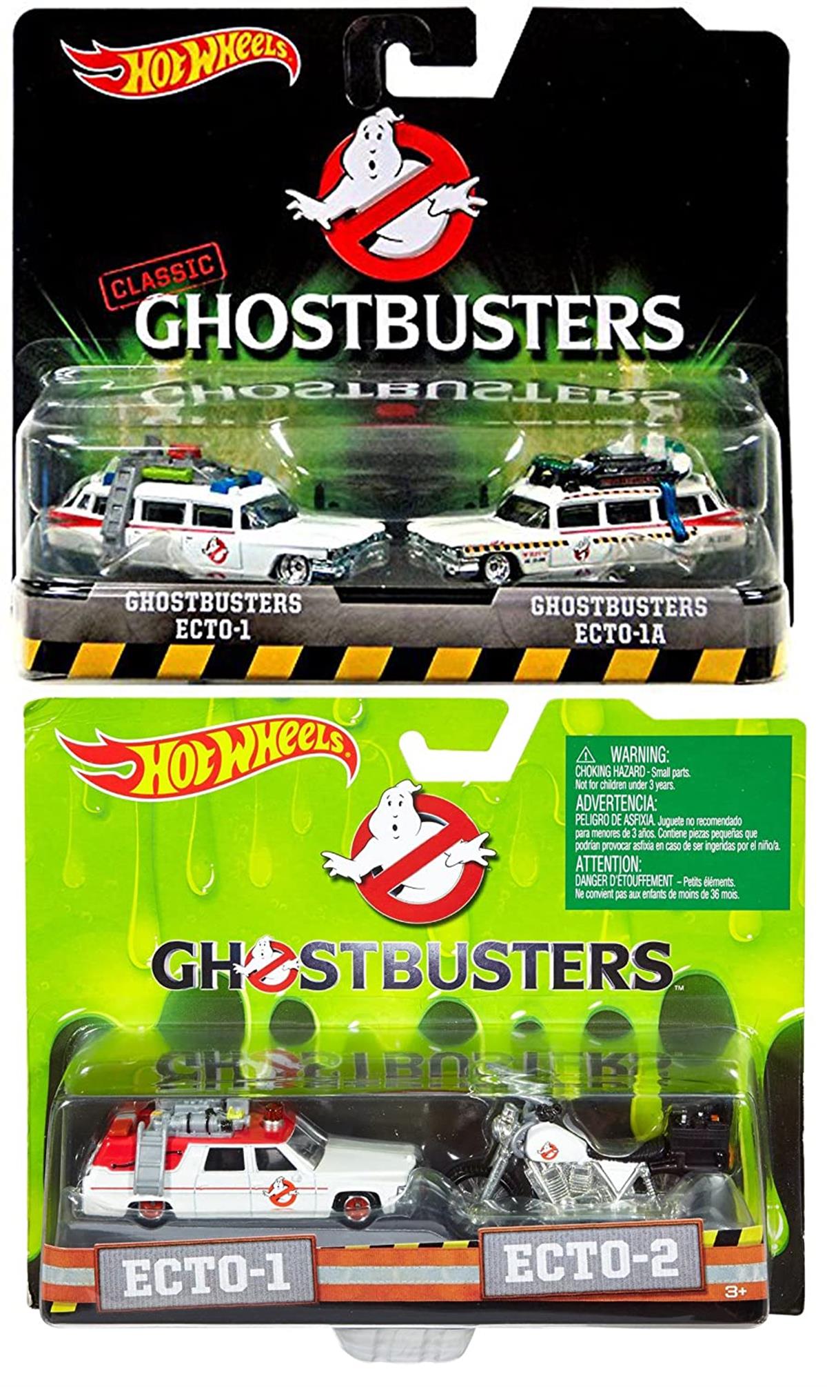 Ghostbusters Hot Wheels 4 Car Set Twin Pack EXCLUSIVE Ecto-1, Ecto