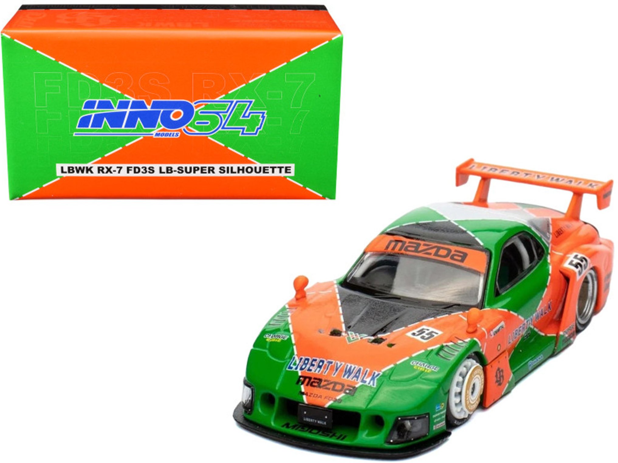 ミニカー INNO64 LBWK RX-7 LB-SUPER SILHOUETTE INNO64 1/64 LBWK RX7 (FD3S) LB-SUPER SILHOUETTE – Orange