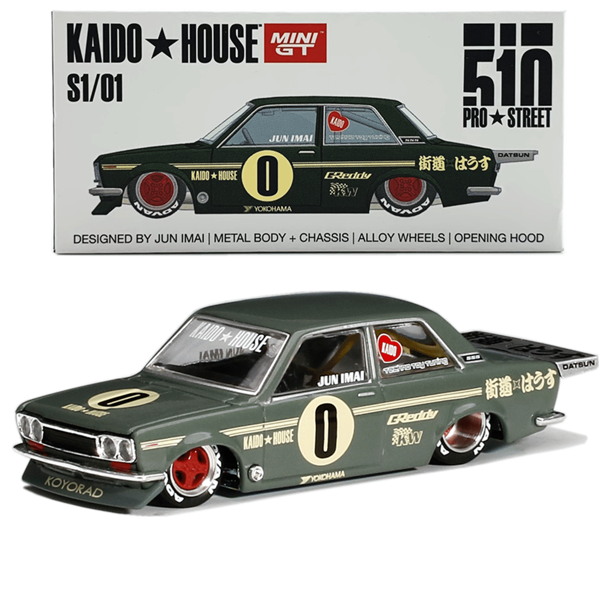 Mini GT Kaido House Datsun 510 Pro Street OG Green | diecastpazar