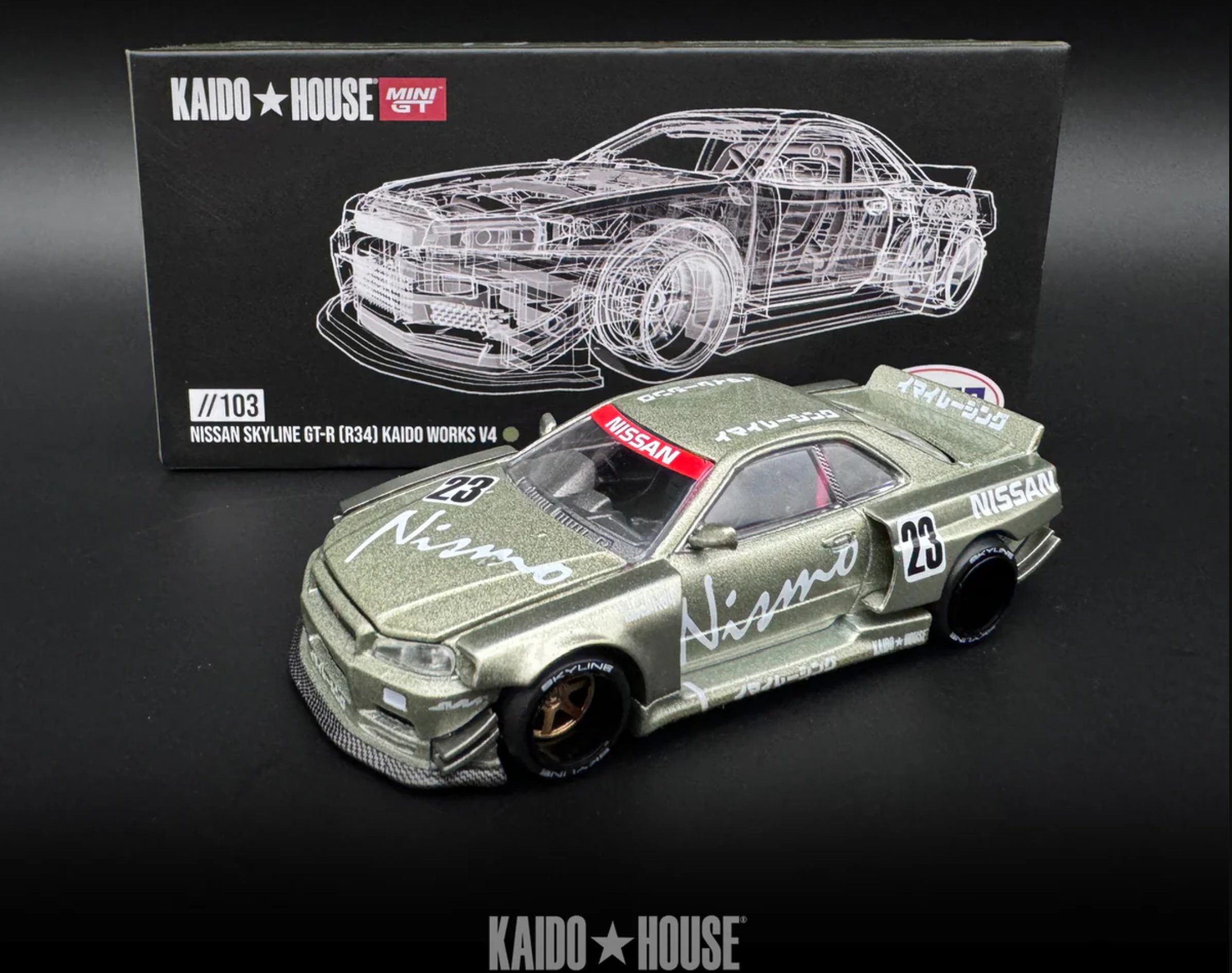 ミニカー KAIDO HOUSE NISSAN GT-R R34 BLK LTD Mini GT Kaido House Nissan Skyline | diecastpazar