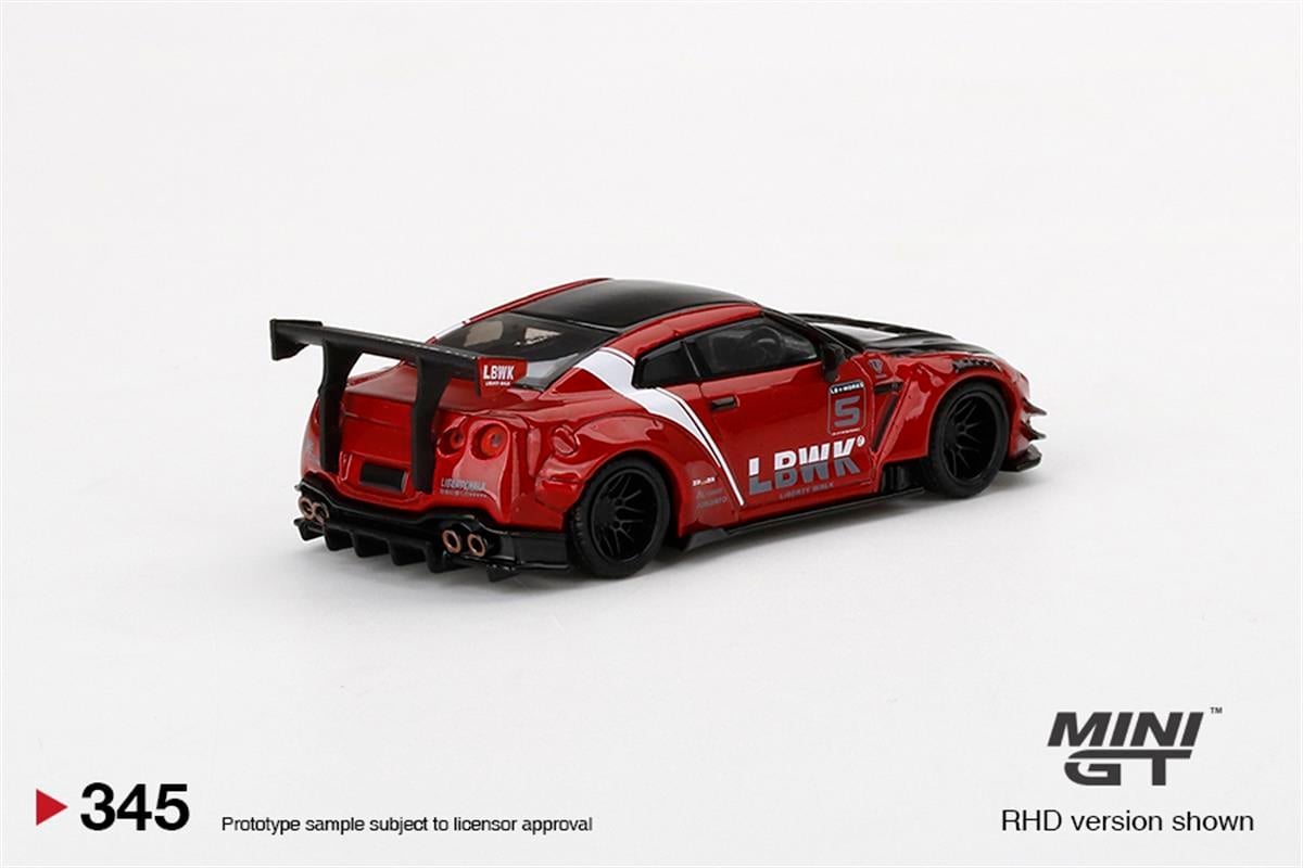 Mini GT LBWK Nissan GT-R R35 Type2 Rear Wing ver3 Red LB work